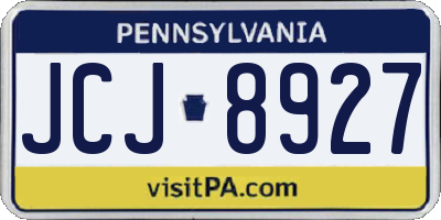 PA license plate JCJ8927