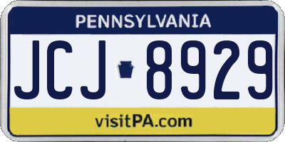 PA license plate JCJ8929