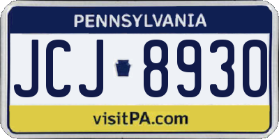 PA license plate JCJ8930
