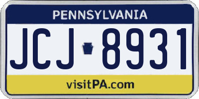 PA license plate JCJ8931