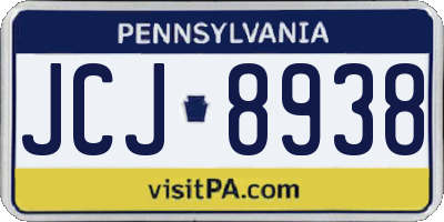 PA license plate JCJ8938