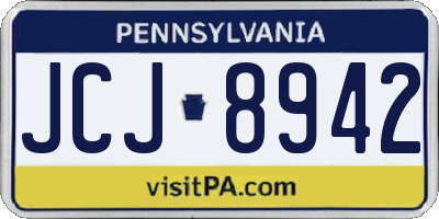 PA license plate JCJ8942