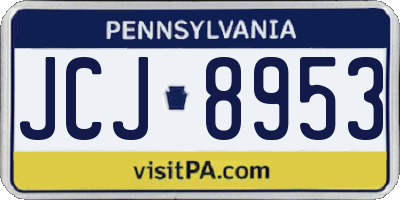 PA license plate JCJ8953