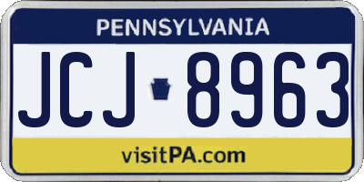 PA license plate JCJ8963