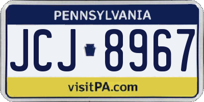 PA license plate JCJ8967