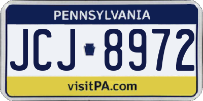 PA license plate JCJ8972