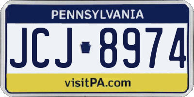 PA license plate JCJ8974