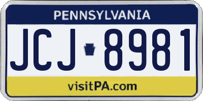 PA license plate JCJ8981