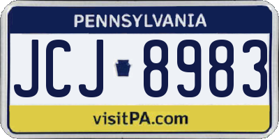PA license plate JCJ8983