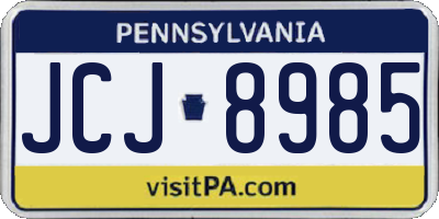 PA license plate JCJ8985