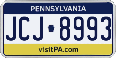 PA license plate JCJ8993