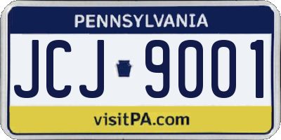 PA license plate JCJ9001