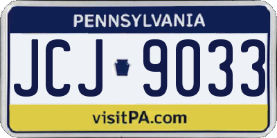 PA license plate JCJ9033