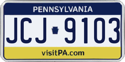 PA license plate JCJ9103