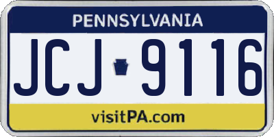 PA license plate JCJ9116