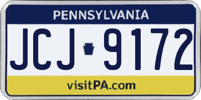PA license plate JCJ9172