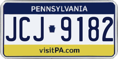 PA license plate JCJ9182
