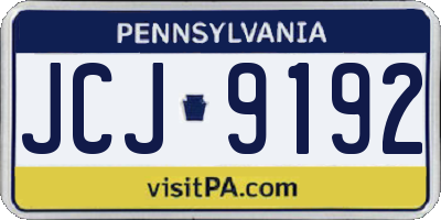 PA license plate JCJ9192