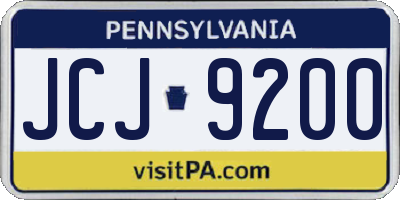 PA license plate JCJ9200