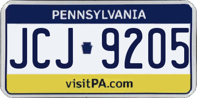 PA license plate JCJ9205