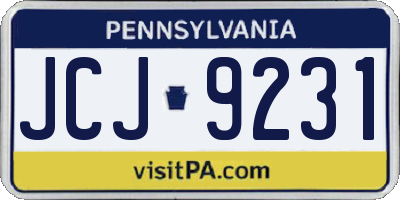 PA license plate JCJ9231
