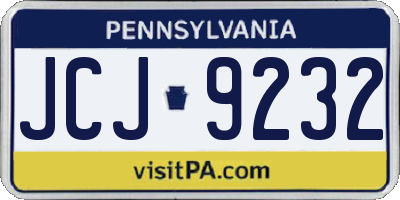 PA license plate JCJ9232