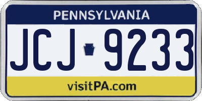 PA license plate JCJ9233