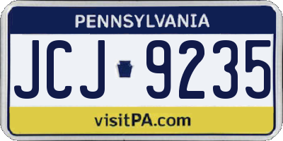 PA license plate JCJ9235