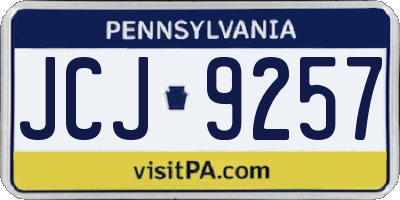 PA license plate JCJ9257