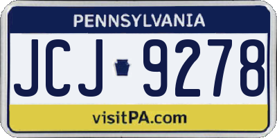 PA license plate JCJ9278