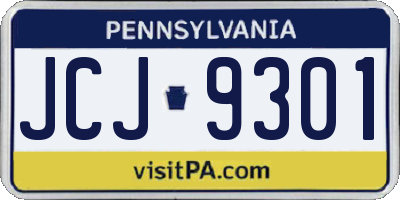 PA license plate JCJ9301
