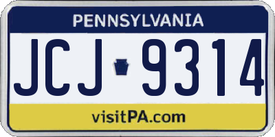 PA license plate JCJ9314