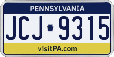 PA license plate JCJ9315