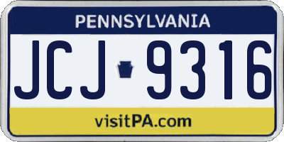 PA license plate JCJ9316