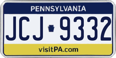 PA license plate JCJ9332