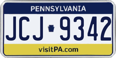 PA license plate JCJ9342