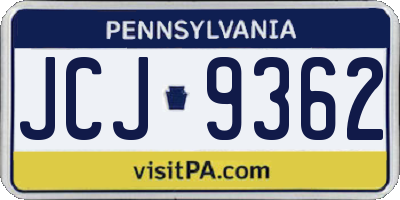 PA license plate JCJ9362