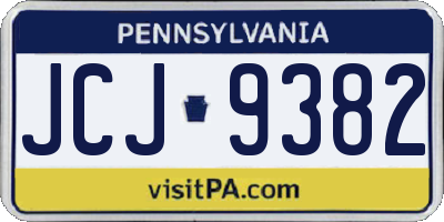 PA license plate JCJ9382