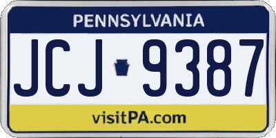 PA license plate JCJ9387