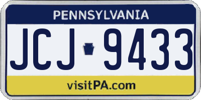 PA license plate JCJ9433