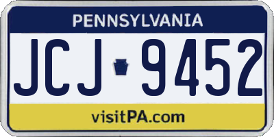 PA license plate JCJ9452