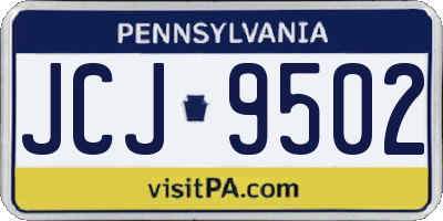 PA license plate JCJ9502