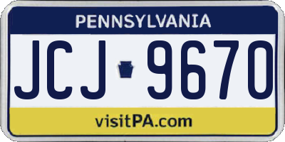 PA license plate JCJ9670