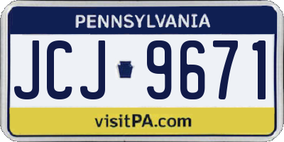 PA license plate JCJ9671