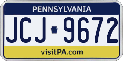 PA license plate JCJ9672