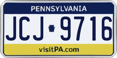 PA license plate JCJ9716