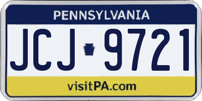 PA license plate JCJ9721