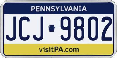 PA license plate JCJ9802