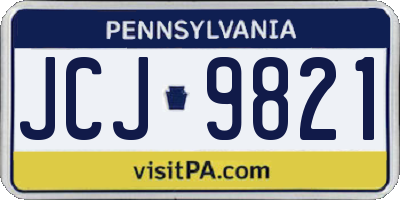 PA license plate JCJ9821