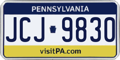 PA license plate JCJ9830
